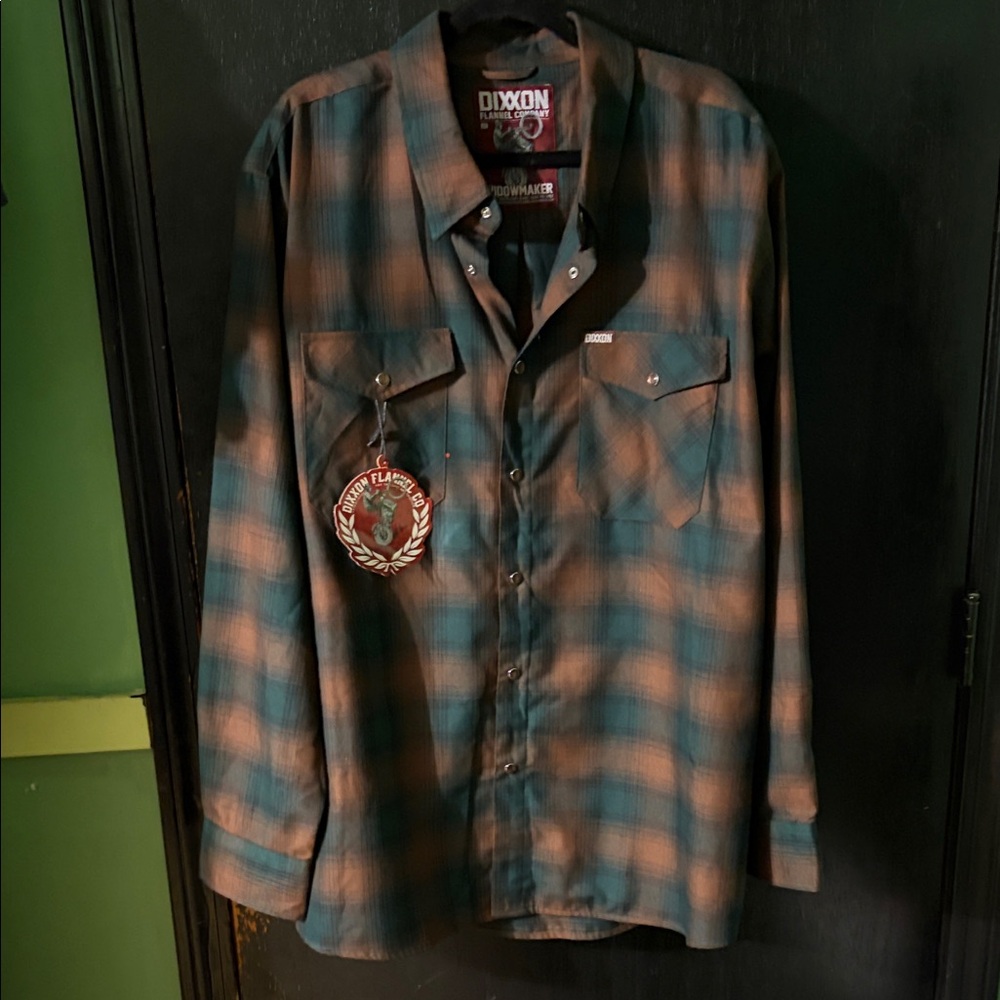 DIXXON Plaid Flannel Shirt in Teal and Rust